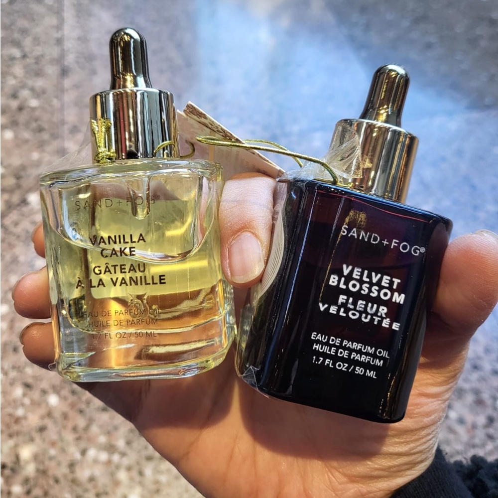SAND + FOG Set  of scented oils - Vanilla Cake & Velvet Blossom 50 m l each